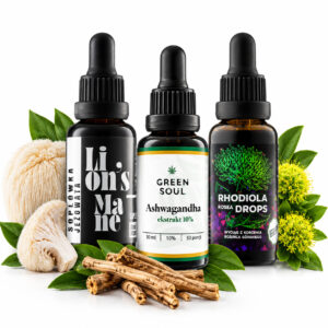 Soplówka + Ashwagandha + Różeniec Górski Green Soul – zestaw 3 produktów